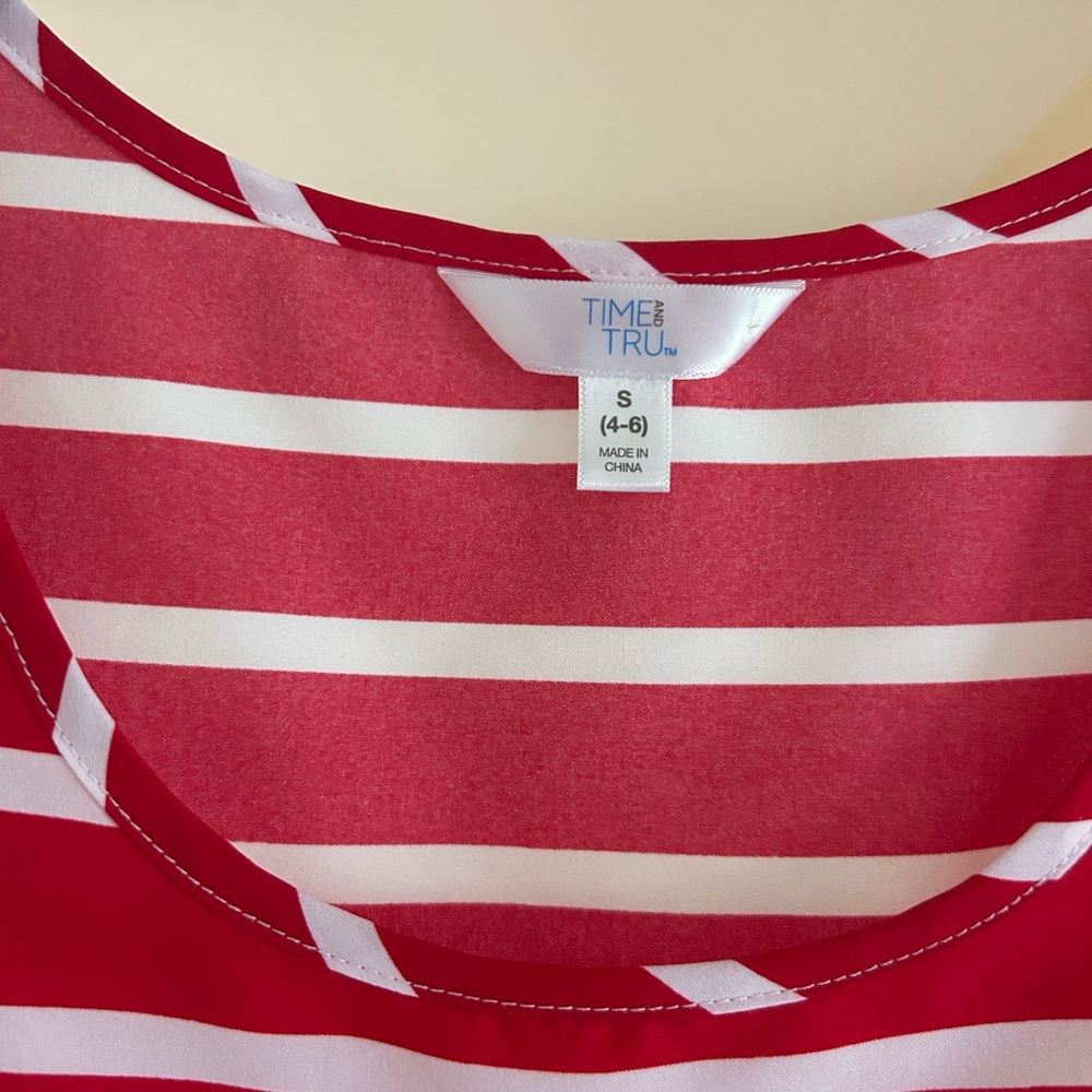 Time and Tru Striped Red and White Size Small Scoop Neck Tank Top - Picture 4 of 4